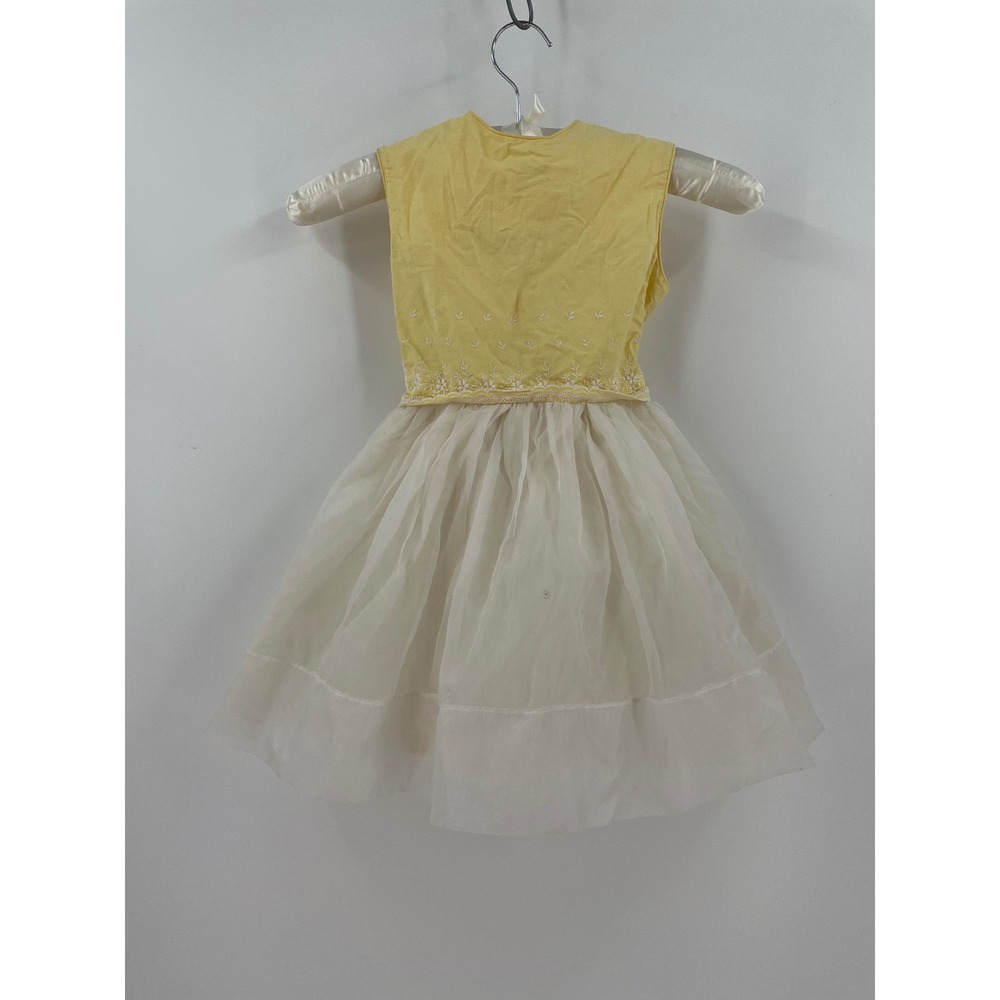 1960s Vintage Cinderella Girls Yellow Organza Full Circle Party Dress USA
